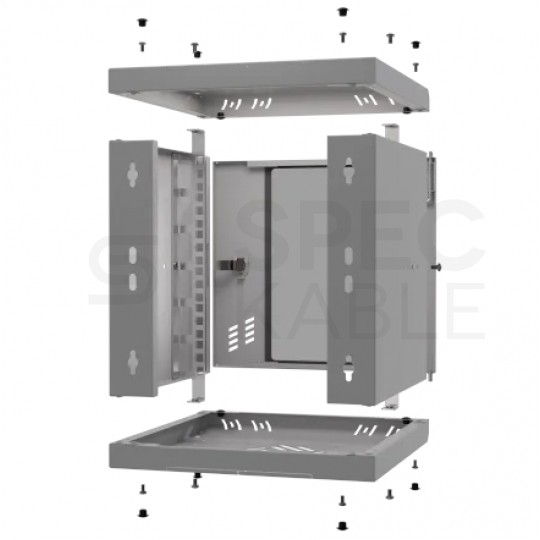 Szafa wisząca RACK 10" 6U 300mm drzwi metalowe szara