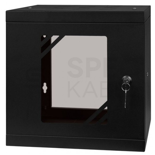 Szafa wisząca RACK 10" 6U 300mm drzwi szklane czarna