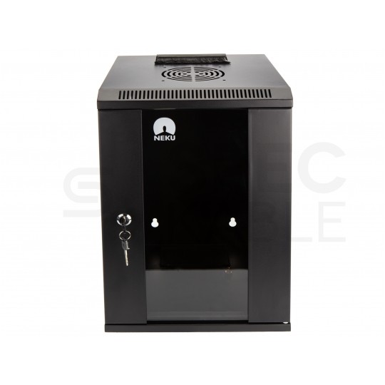 Szafa wisząca RACK 10" 9U 300mm drzwi szklane czarna NEKU TS