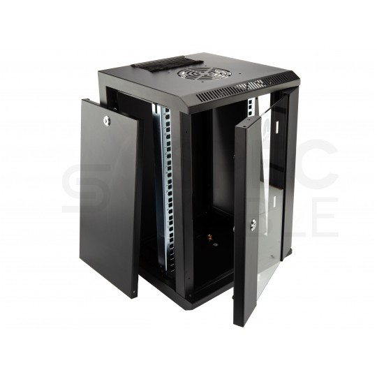 Szafa wisząca RACK 10" 9U 300mm drzwi szklane czarna NEKU TS