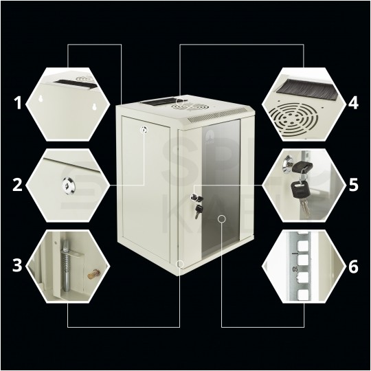 Szafa wisząca RACK 10" 9U 300mm drzwi szklane czarna NEKU TS