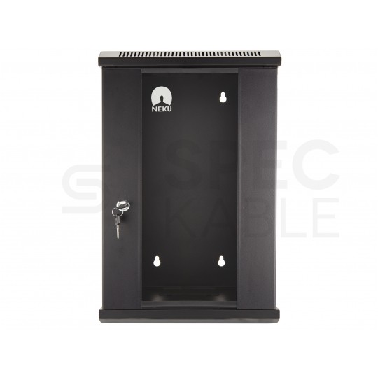 Szafa wisząca RACK 10" 9U 300mm drzwi szklane czarna NEKU TS