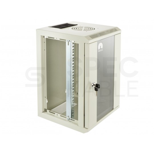 Szafa wisząca RACK 10" 9U 300mm drzwi szklane szara NEKU TS