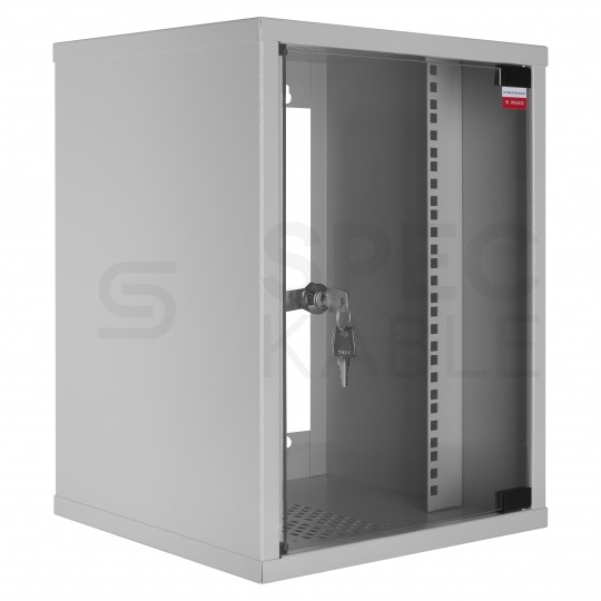 Szafa wisząca RACK 10" 9U 300mm drzwi szklane szara Polska Szafa Rack