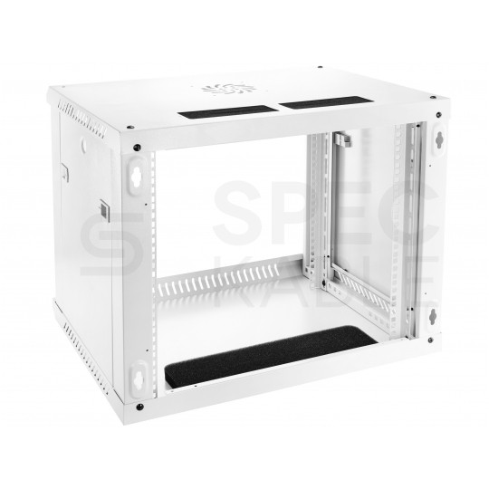 Szafa wisząca RACK 19" 12U 450mm drzwi szklane biała NEKU TS BOX