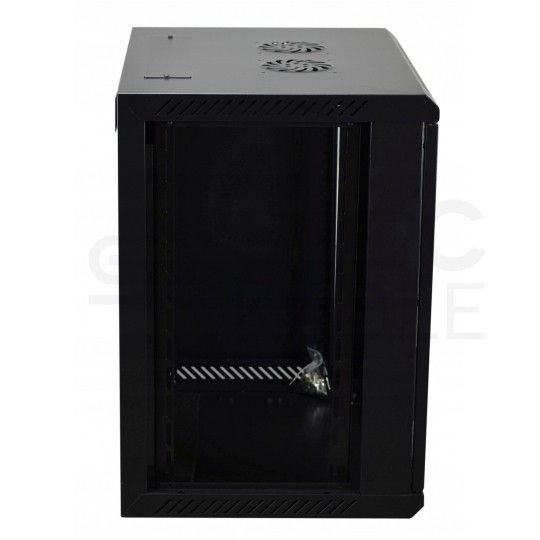 Szafa wisząca RACK 19" 12U 450mm drzwi szklane czarna NEKU TS BOX