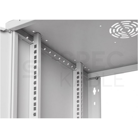 Szafa wisząca RACK 19" 12U 450mm drzwi szklane szara BOX