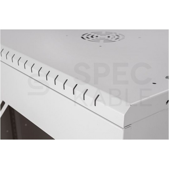 Szafa wisząca RACK 19" 12U 450mm drzwi szklane szara BOX