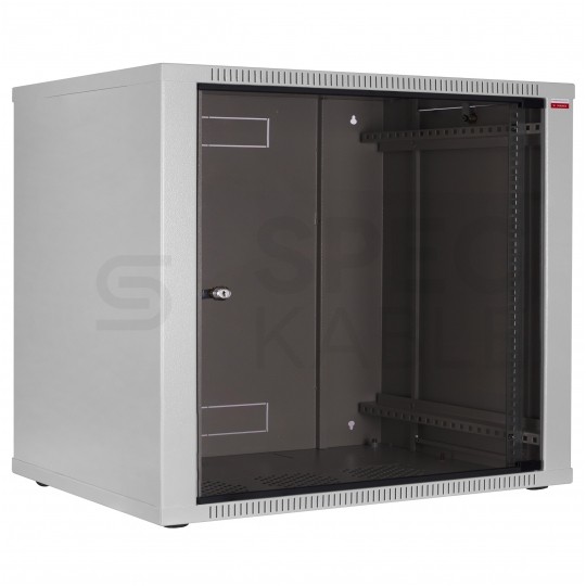 Szafa wisząca RACK 19" 12U 600mm drzwi szklane szara Polska Szafa Rack