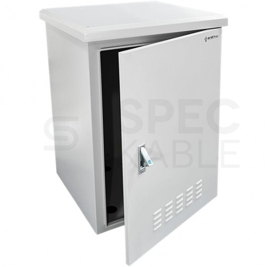 Szafa wisząca RACK 19" 12U 600mm zewnętrzna hermetyczna drzwi pełne z zamkiem szara IP55 ALANTEC