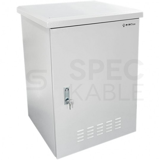 Szafa wisząca RACK 19" 12U 600mm zewnętrzna hermetyczna drzwi pełne z zamkiem szara IP55 ALANTEC