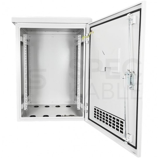 Szafa wisząca RACK 19" 12U 600mm zewnętrzna hermetyczna drzwi pełne z zamkiem szara IP55 ALANTEC