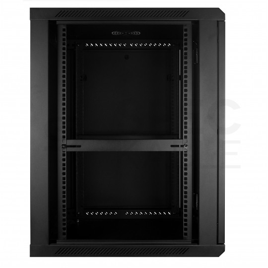 Szafa wisząca RACK 19" 15U 450mm drzwi szklane czarna GTS zdejmowane boki Seria AD