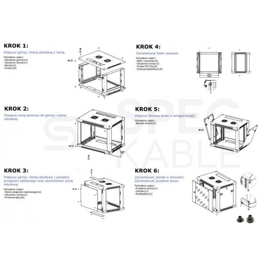 Szafa wisząca RACK 19" 15U 450mm drzwi szklane czarna NEKU TS BOX