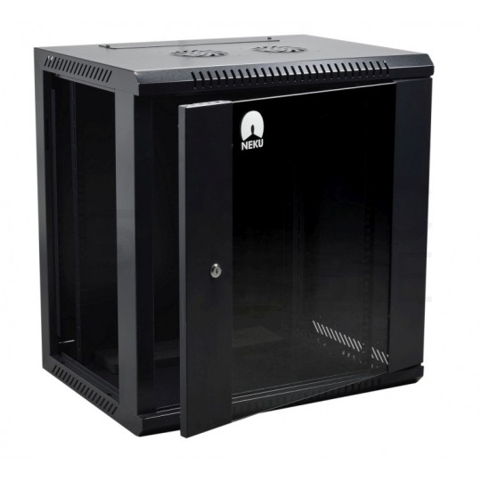 Szafa wisząca RACK 19" 15U 450mm drzwi szklane czarna NEKU TS BOX