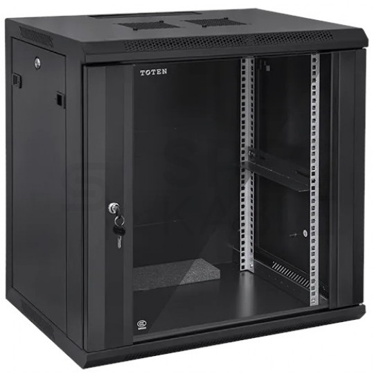 Szafa wisząca RACK 19" 15U 450mm drzwi szklane czarna TOTEN