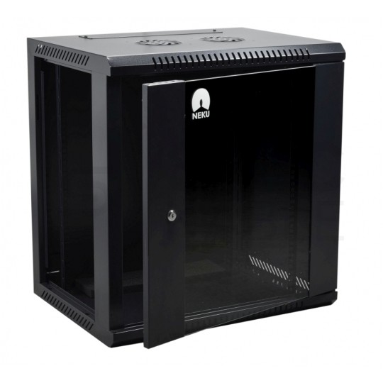 Szafa wisząca RACK 19" 15U 600mm drzwi szklane czarna NEKU TS BOX