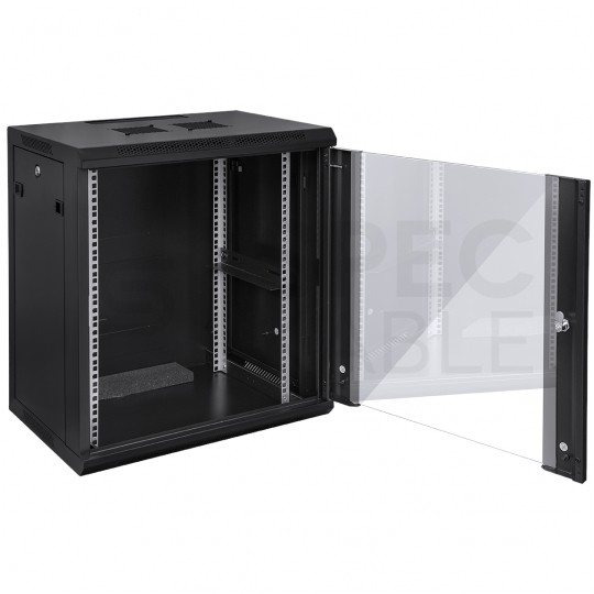 Szafa wisząca RACK 19" 15U 600mm drzwi szklane czarna TOTEN