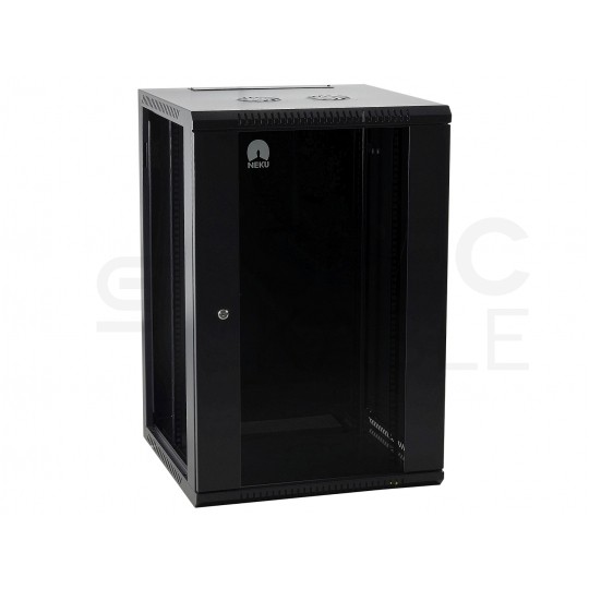 Szafa wisząca RACK 19" 18U 450mm drzwi szklane czarna NEKU TS BOX