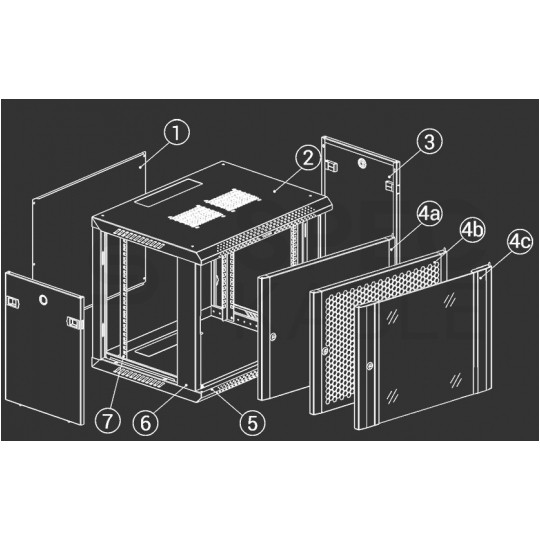 Szafa wisząca RACK 19" 18U 600mm drzwi szklane czarna TOTEN