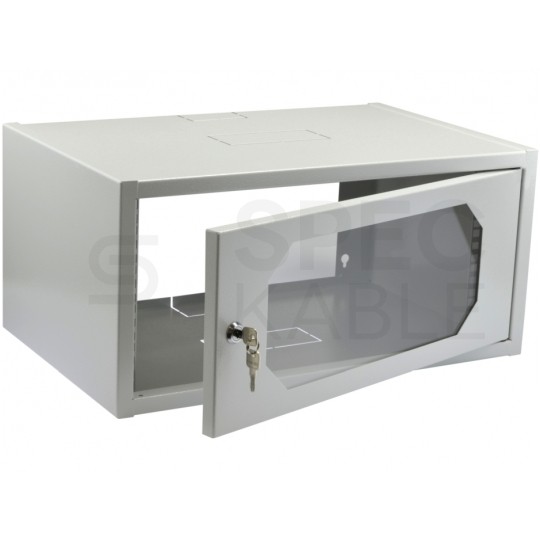 Szafa wisząca RACK 19" 4,5U 350mm drzwi szklane szara NEKU