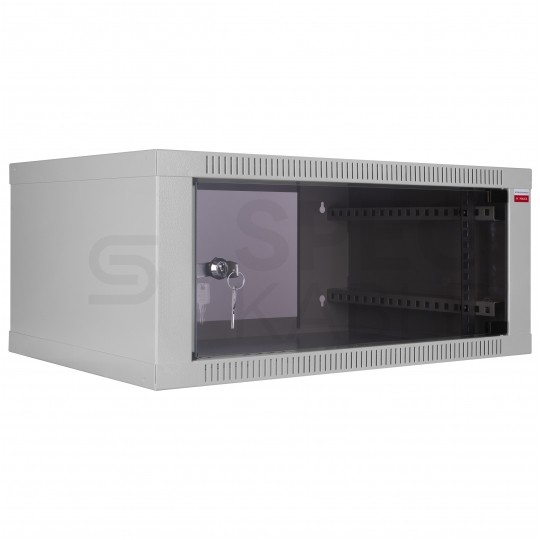 Szafa wisząca RACK 19" 4,5U 400mm drzwi szklane szara Polska Szafa Rack
