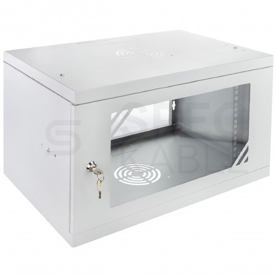 Szafa wisząca RACK 19" 4U 350mm drzwi szklane szara BASIC