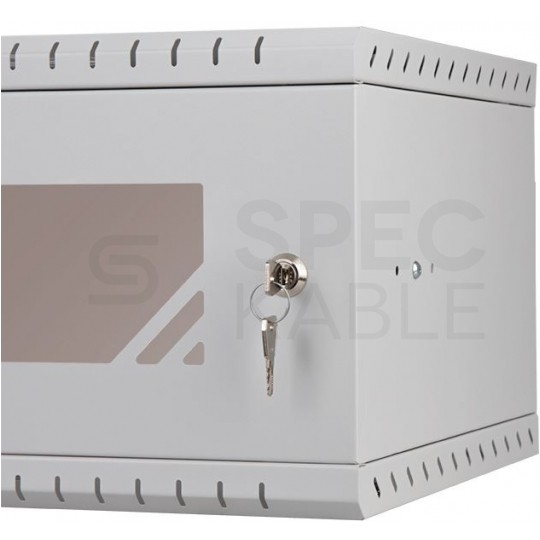 Szafa wisząca RACK 19" 4U 350mm drzwi szklane szara PRO