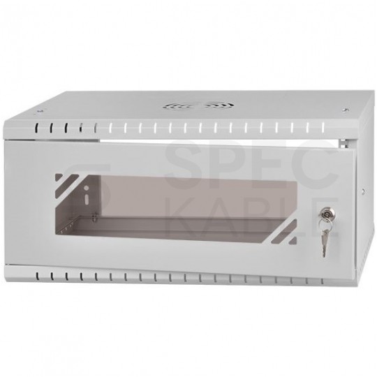 Szafa wisząca RACK 19" 4U 350mm drzwi szklane szara PRO