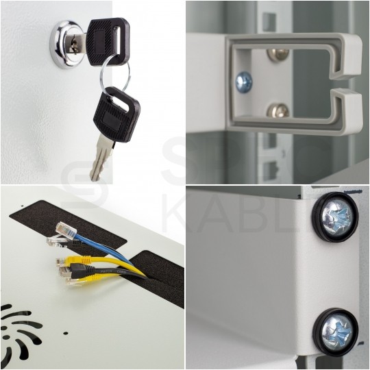 Szafa wisząca RACK 19" 4U 450mm drzwi szklane biała NEKU TS BOX