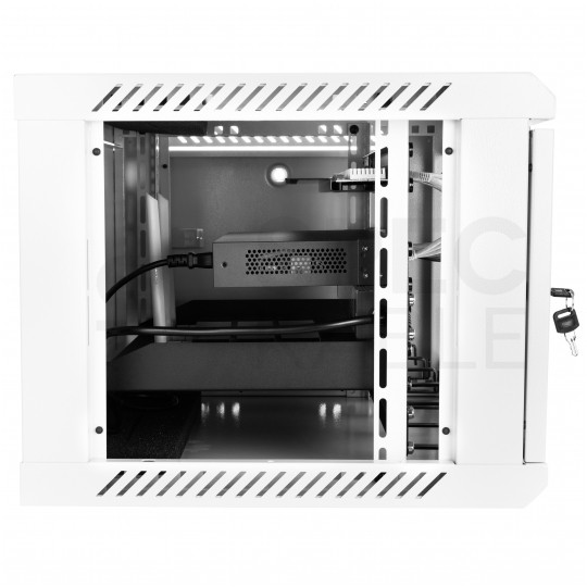 Szafa wisząca RACK 19" 4U 450mm drzwi szklane biała NEKU TS BOX