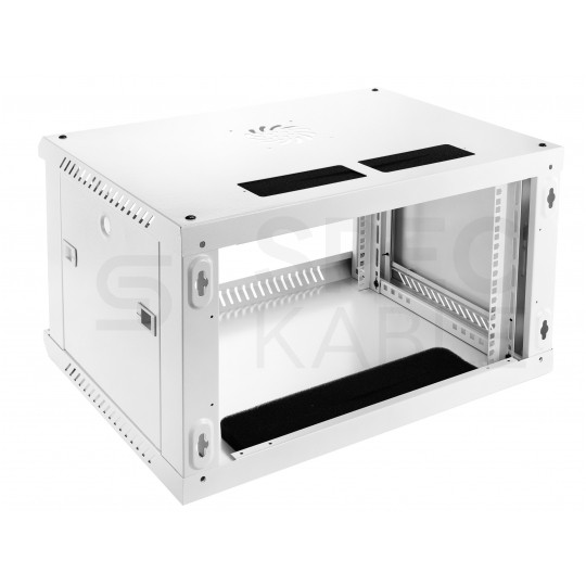 Szafa wisząca RACK 19" 4U 450mm drzwi szklane biała NEKU TS BOX