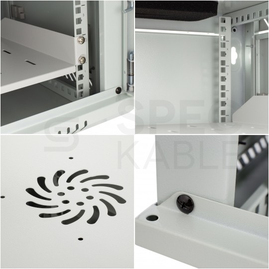 Szafa wisząca RACK 19" 4U 450mm drzwi szklane biała NEKU TS BOX