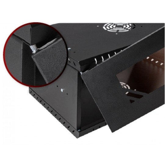 Szafa wisząca RACK 19" 4U 450mm drzwi szklane czarna BOX