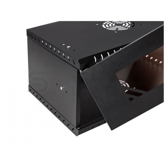 Szafa wisząca RACK 19" 4U 450mm drzwi szklane czarna BOX