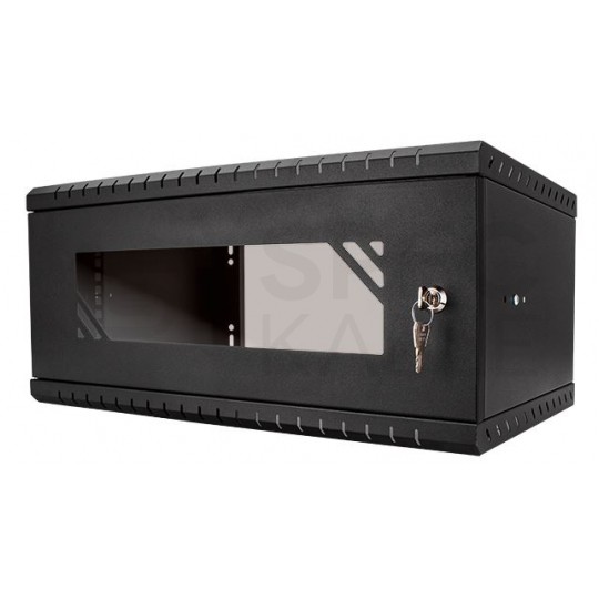 Szafa wisząca RACK 19" 4U 450mm drzwi szklane czarna BOX