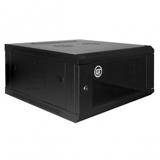 Szafa wisząca RACK 19" 4U 450mm drzwi szklane czarna GTS zdejmowane boki Seria AD