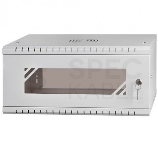 Szafa wisząca RACK 19" 4U 450mm drzwi szklane szara BOX