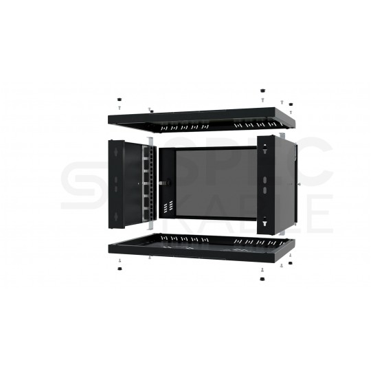 Szafa wisząca RACK 19" 6U 350mm drzwi szklane czarna ECO BOX