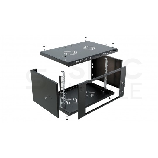 Szafa wisząca RACK 19" 6U 350mm drzwi szklane czarna ECO BOX