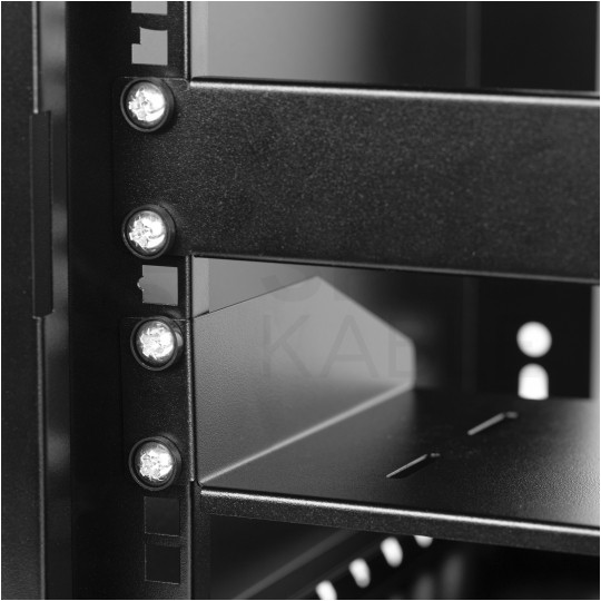 Szafa wisząca RACK 19" 6U 350mm drzwi szklane czarna z półką i maskownicą PRO LIGHT