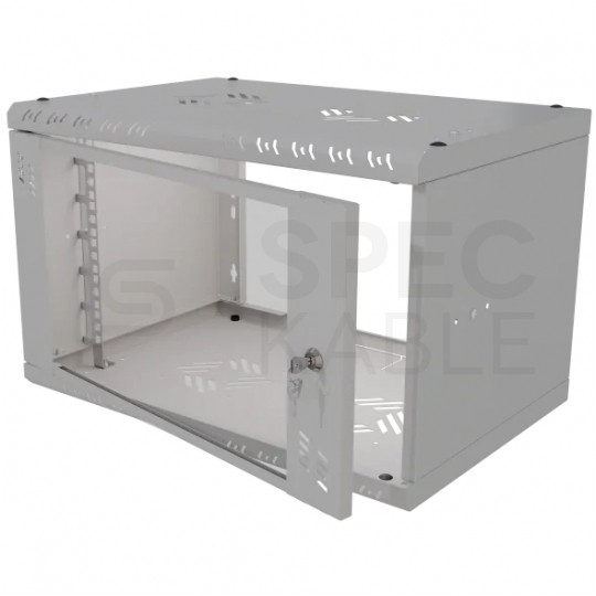 Szafa wisząca RACK 19" 6U 350mm drzwi szklane szara BOX