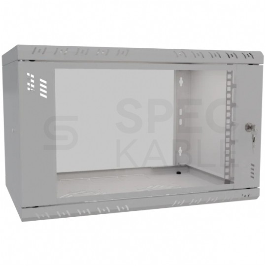 Szafa wisząca RACK 19" 6U 350mm drzwi szklane szara BOX