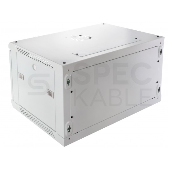 Szafa wisząca RACK 19" 6U 350mm drzwi szklane szara NEKU TS BOX