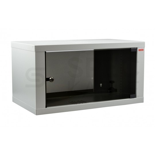 Szafa wisząca RACK 19" 6U 400mm drzwi szklane szara NEKU