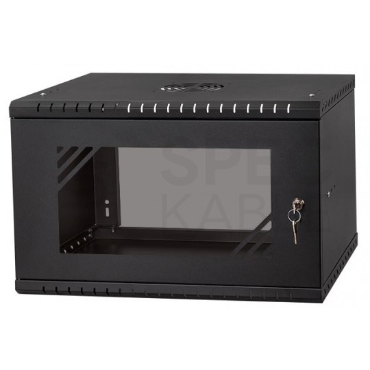 Szafa wisząca RACK 19" 6U 450mm drzwi szklane czarna BOX