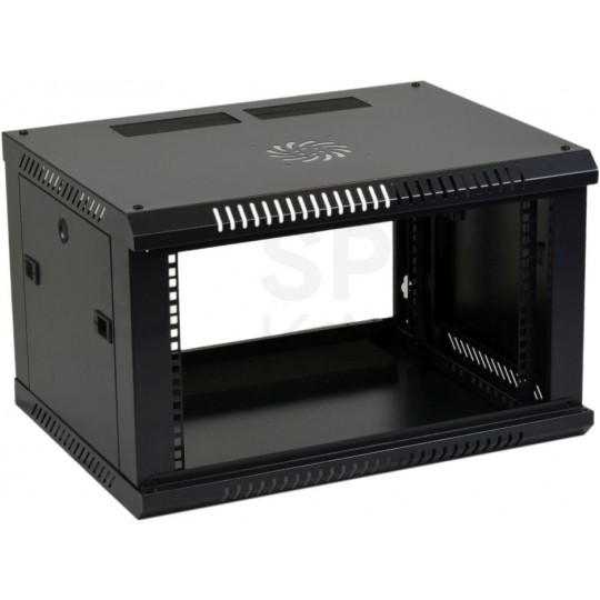 Szafa wisząca RACK 19" 6U 450mm drzwi szklane czarna NEKU TS BOX