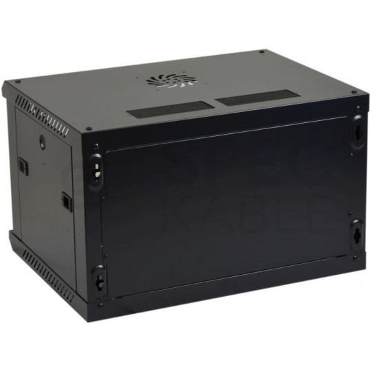 Szafa wisząca RACK 19" 6U 450mm drzwi szklane czarna NEKU TS BOX