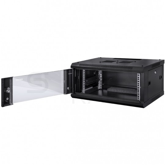 Szafa wisząca RACK 19" 6U 450mm drzwi szklane czarna TOTEN