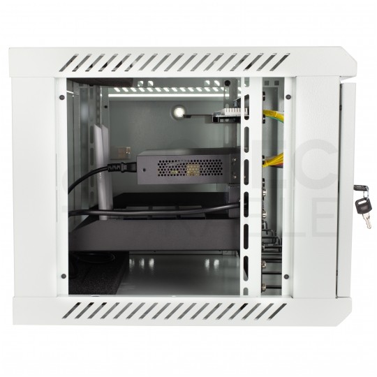 Szafa wisząca RACK 19" 6U 450mm drzwi szklane szara NEKU TS BOX